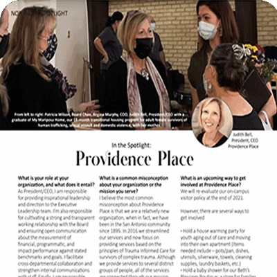 San Antonio Woman Magazine – Spotlight on Dr. Judith Bell & Providence Place