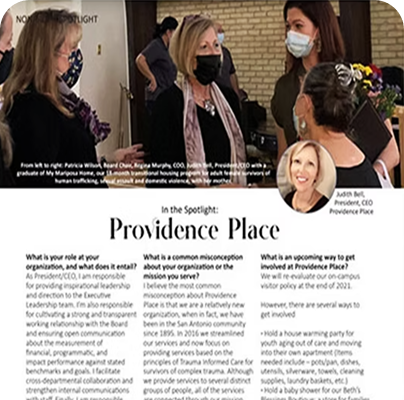San Antonio Woman Magazine – Spotlight on Dr. Judith Bell & Providence Place